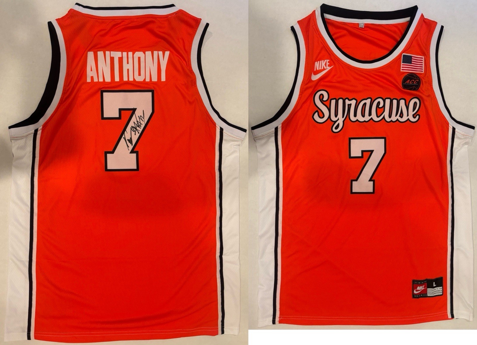 Kiyan Anthony Autographed/Signed Syracuse Orange Jersey Exact Proof! Carmelo Son