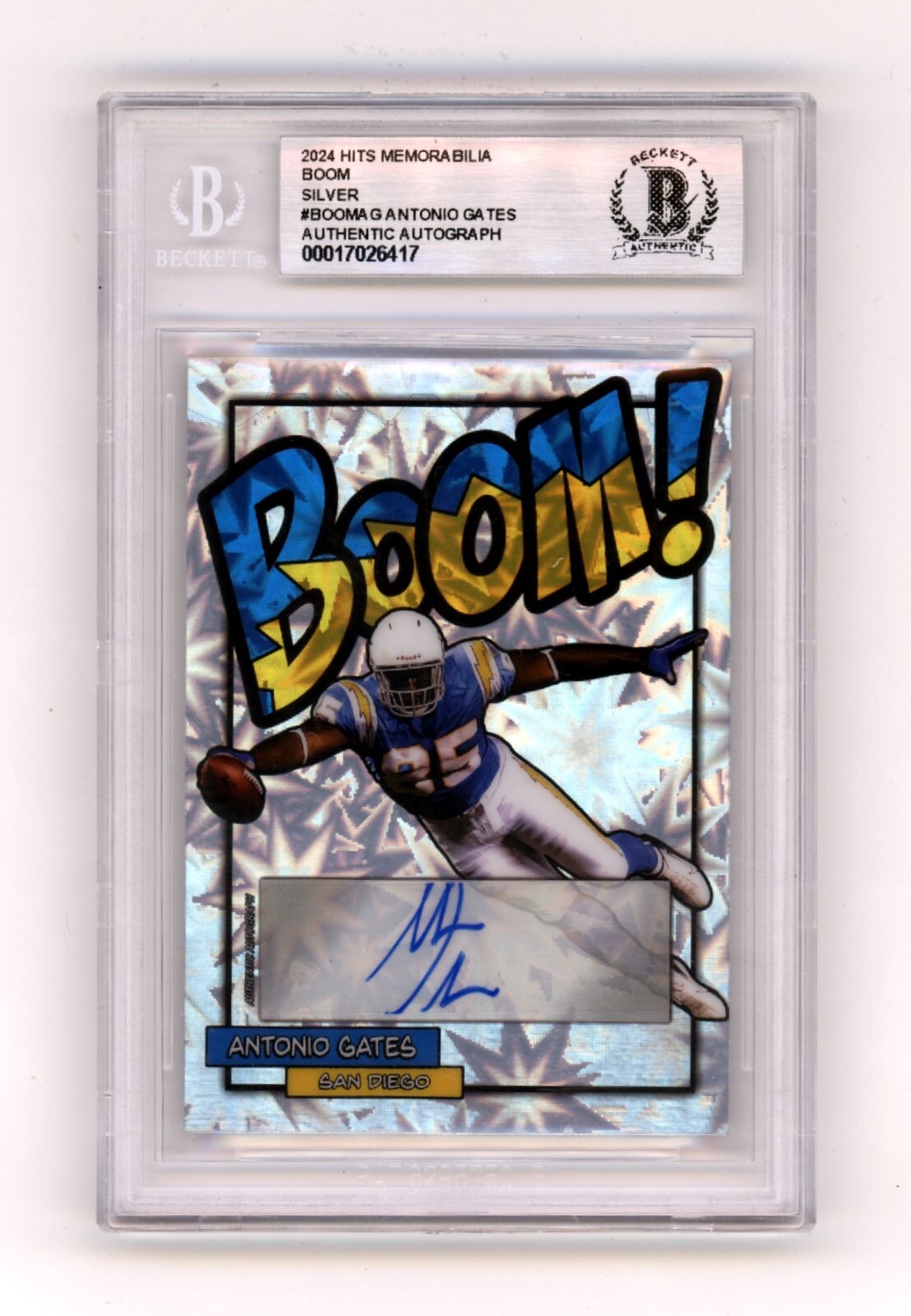Antonio Gates 2024 Hits Memorabilia BOOM Silver Signed BGS BAS Auto Chargers