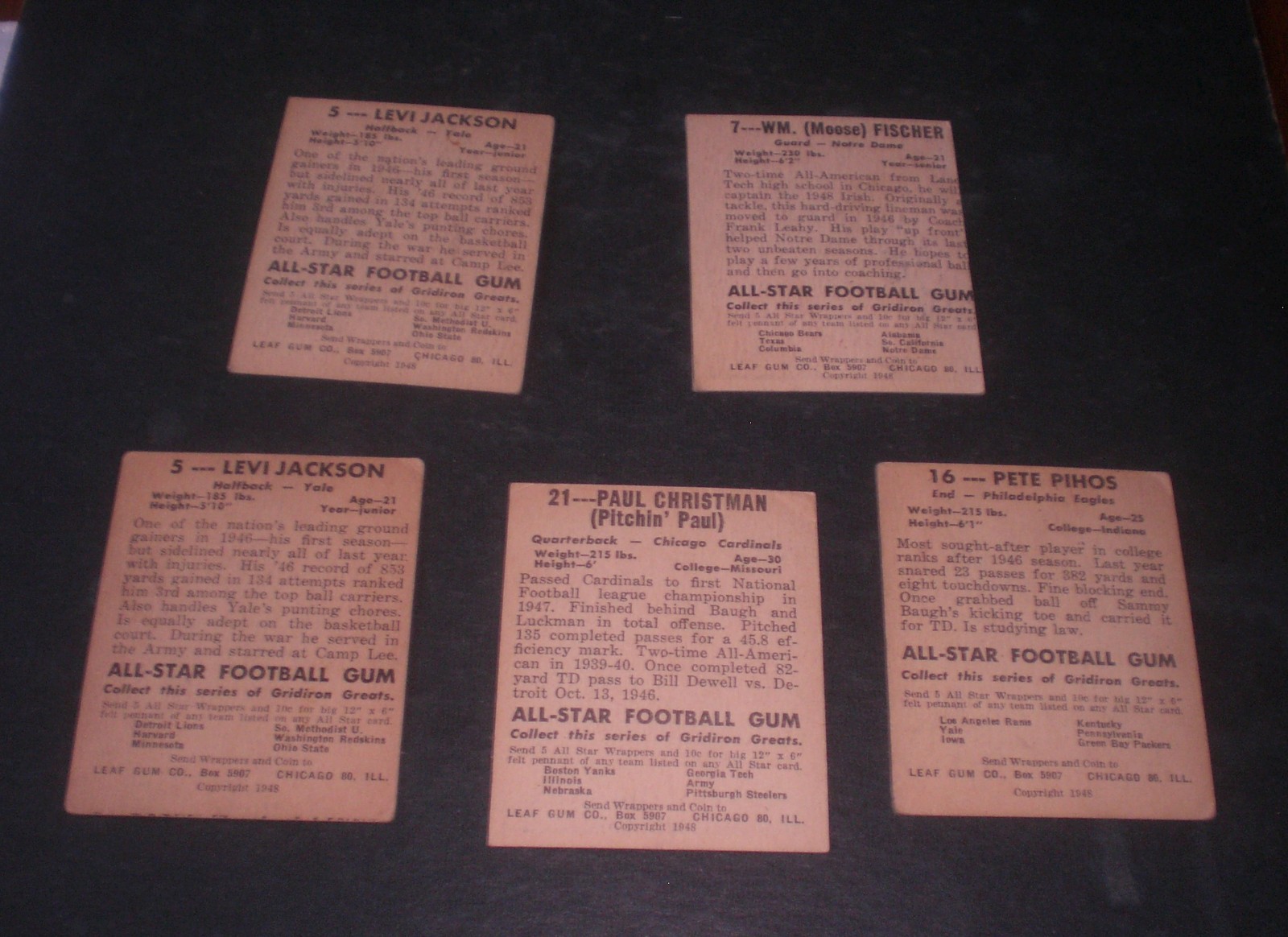 1948 LEAF FOOTBALL CARD – YOUR CHOICE $20 – Nos. 5 7 16 21 23 32 33