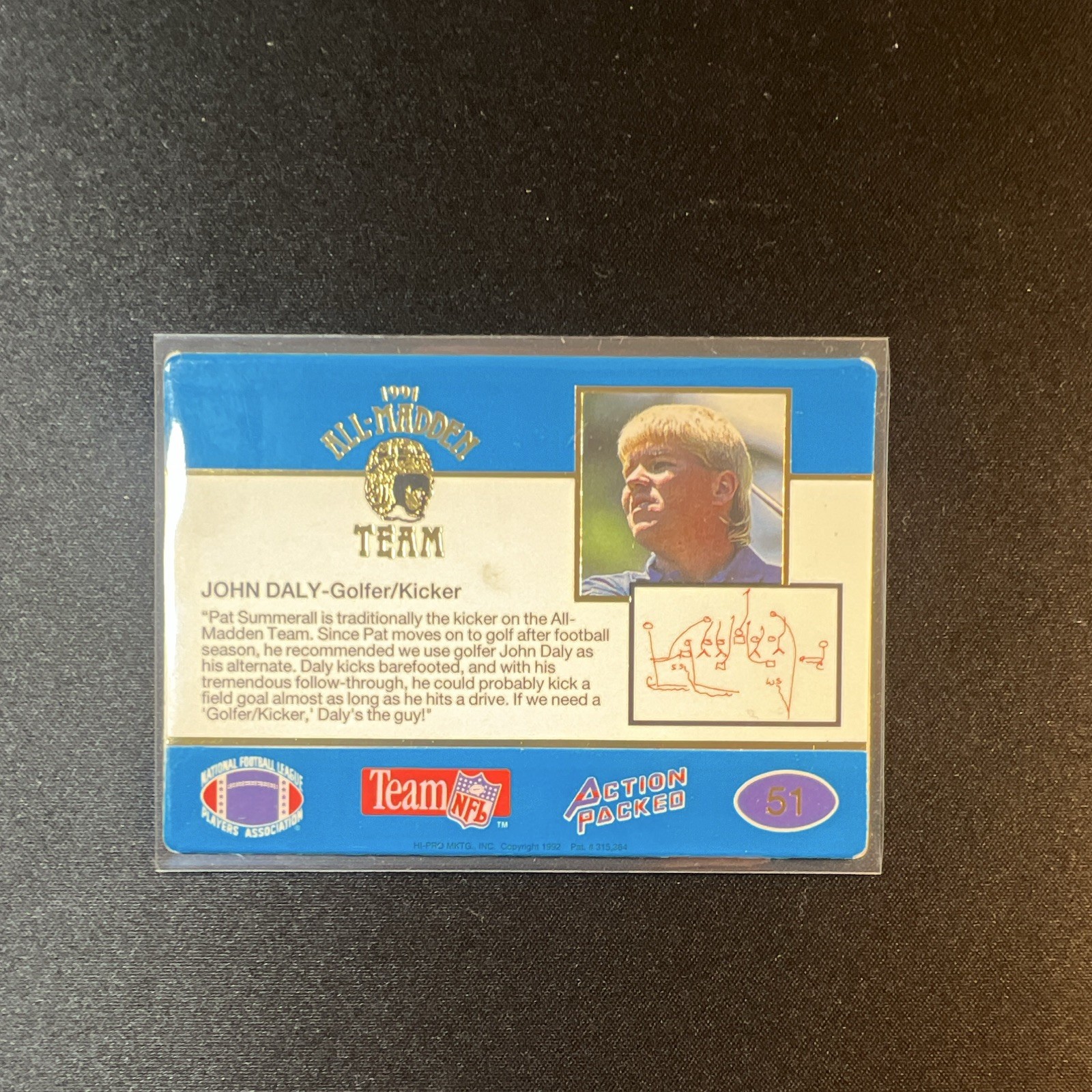 1991 Action Packed All-Madden Team John Daly #51 Football NFL Trading Card