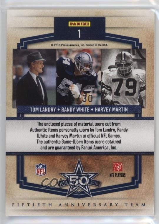 2010 Classics Materials 5/30 Harvey Martin Randy White Tom Landry #1 HOF 0my9