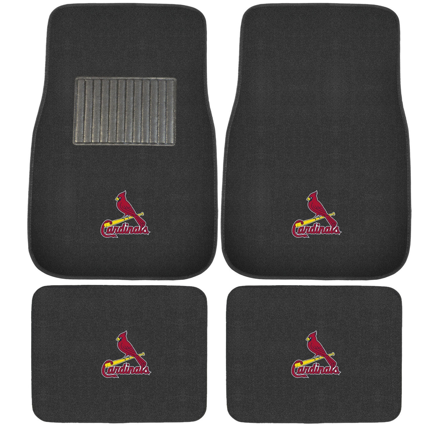 4PC MLB St. Louis Cardinals Car Truck Black All Weather Carpet Floor Mats Set