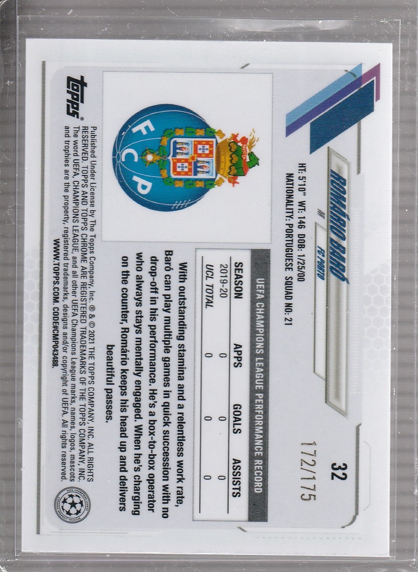 2020-21 Topps Chrome UEFA Champions League #32 Romário Baró #/175
