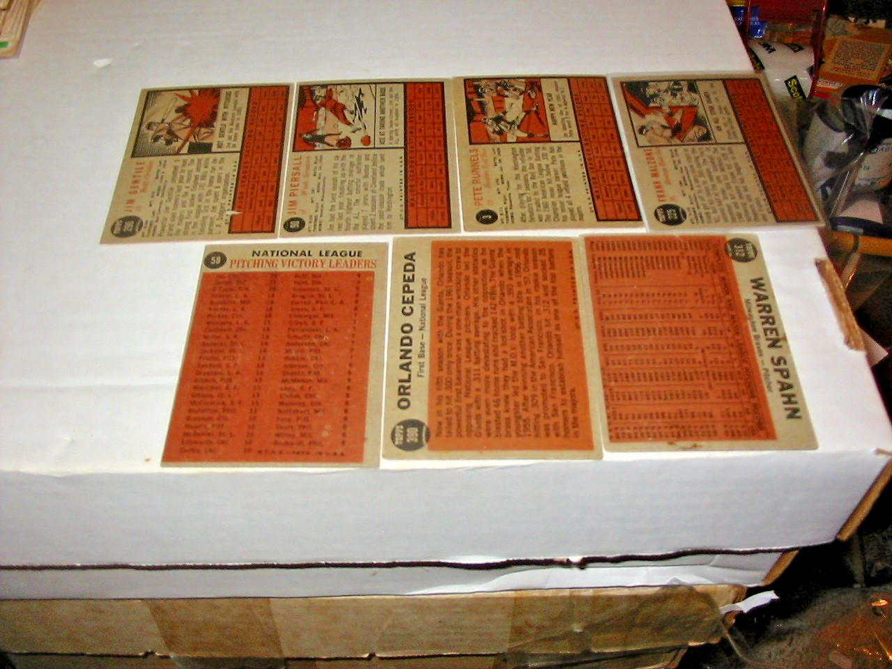 1962 Topps 7 Card Value Lot 3hogs,4Stars Cepeda AS,Spahn Win Ldrs, Spahn No-Hit+