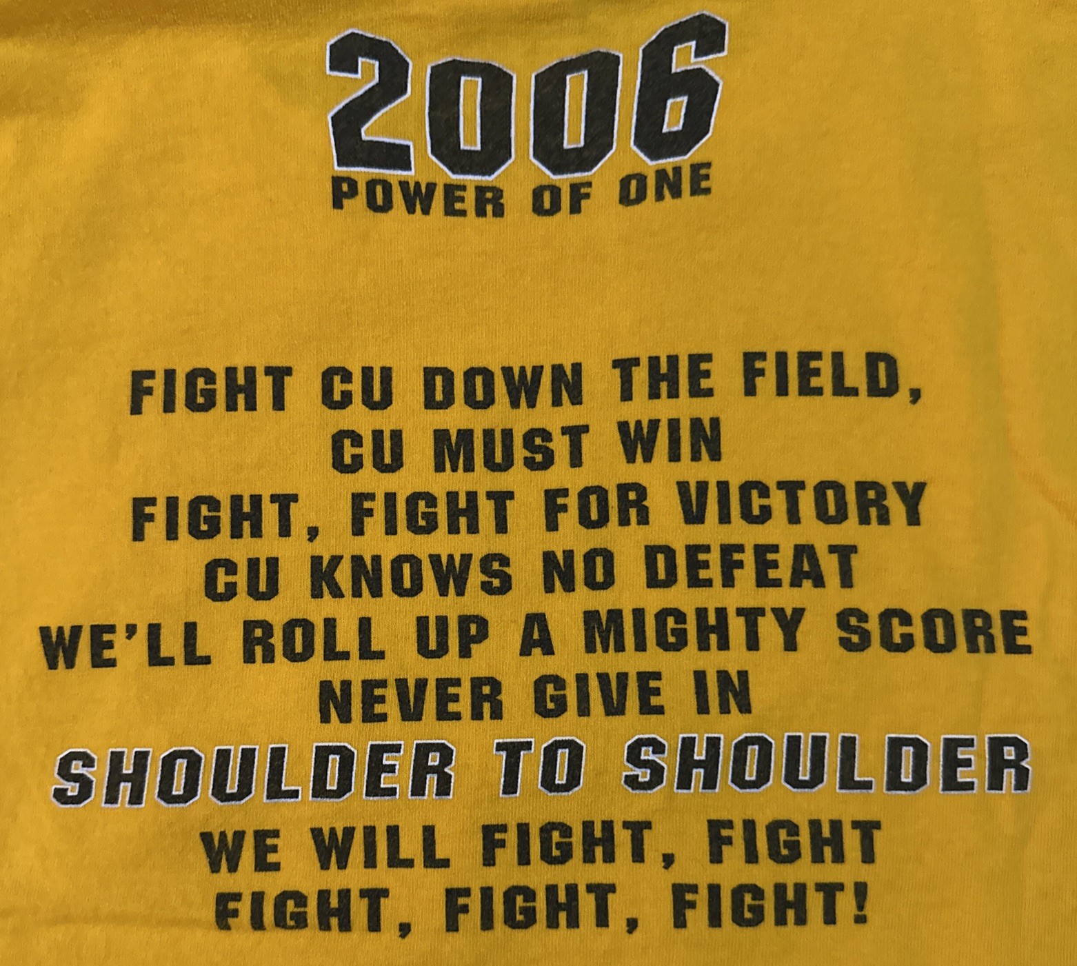 VTG Colorado Buffaloes Fight Song T Shirt Men M Yellow Shoulder To Shoulder 2006