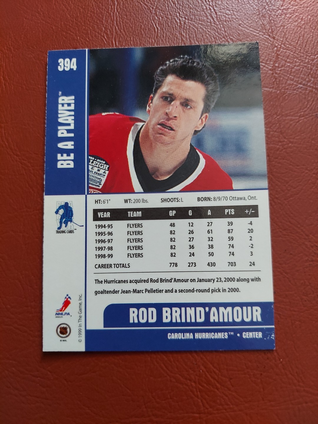 1999-00 ITG Be A Player Memorabilia Rod Brind’Amour #394