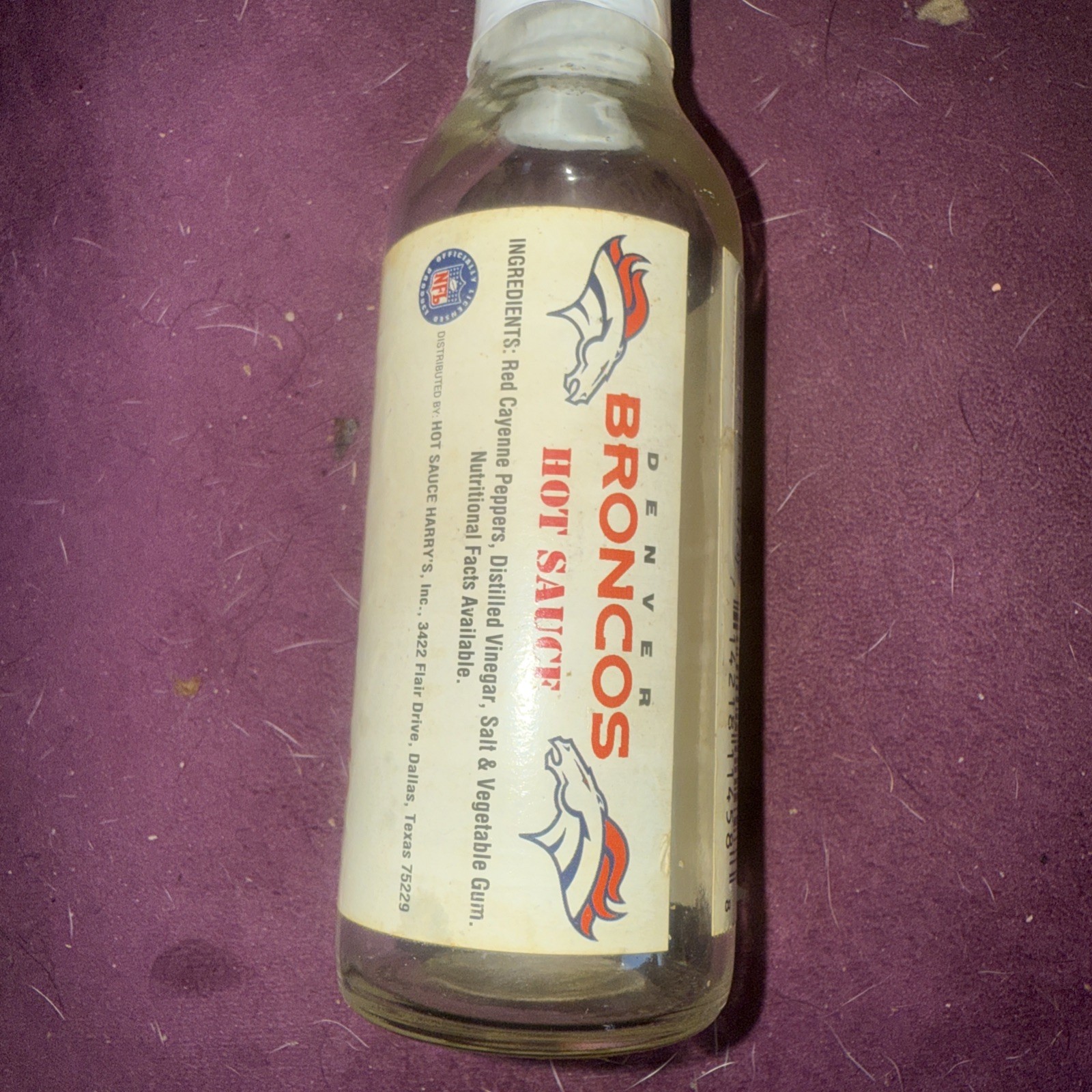 RARE Vintage NFL Denver Broncos Official Team Hot Sauce 5oz Empty.