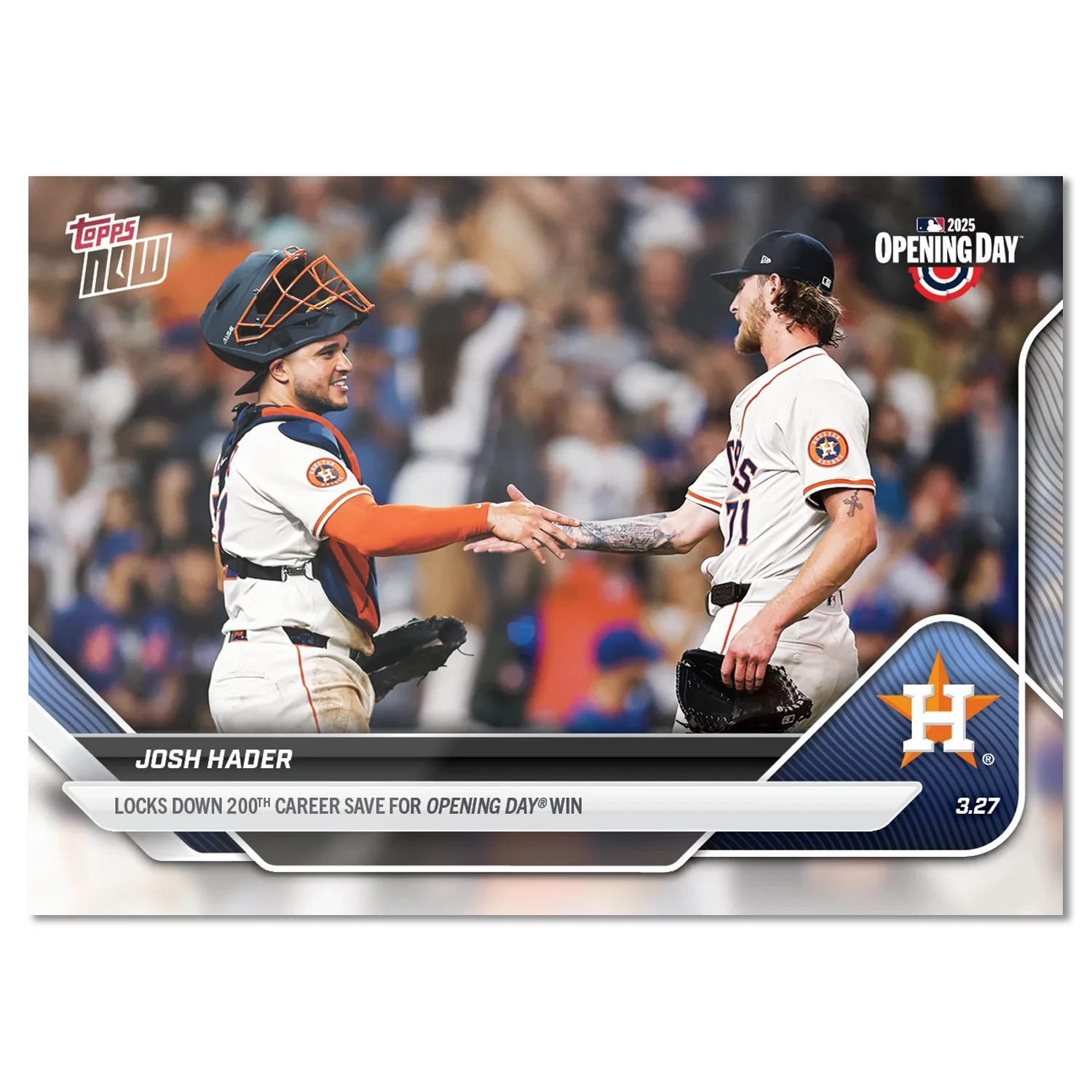 Josh Hader – 2025 MLB Topps NOW – Card 12 – Opening day – PR: 455