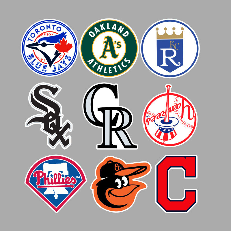 Complete 30 MLB Baseball Teams Logo Decals Stickers for Luggage/Laptop