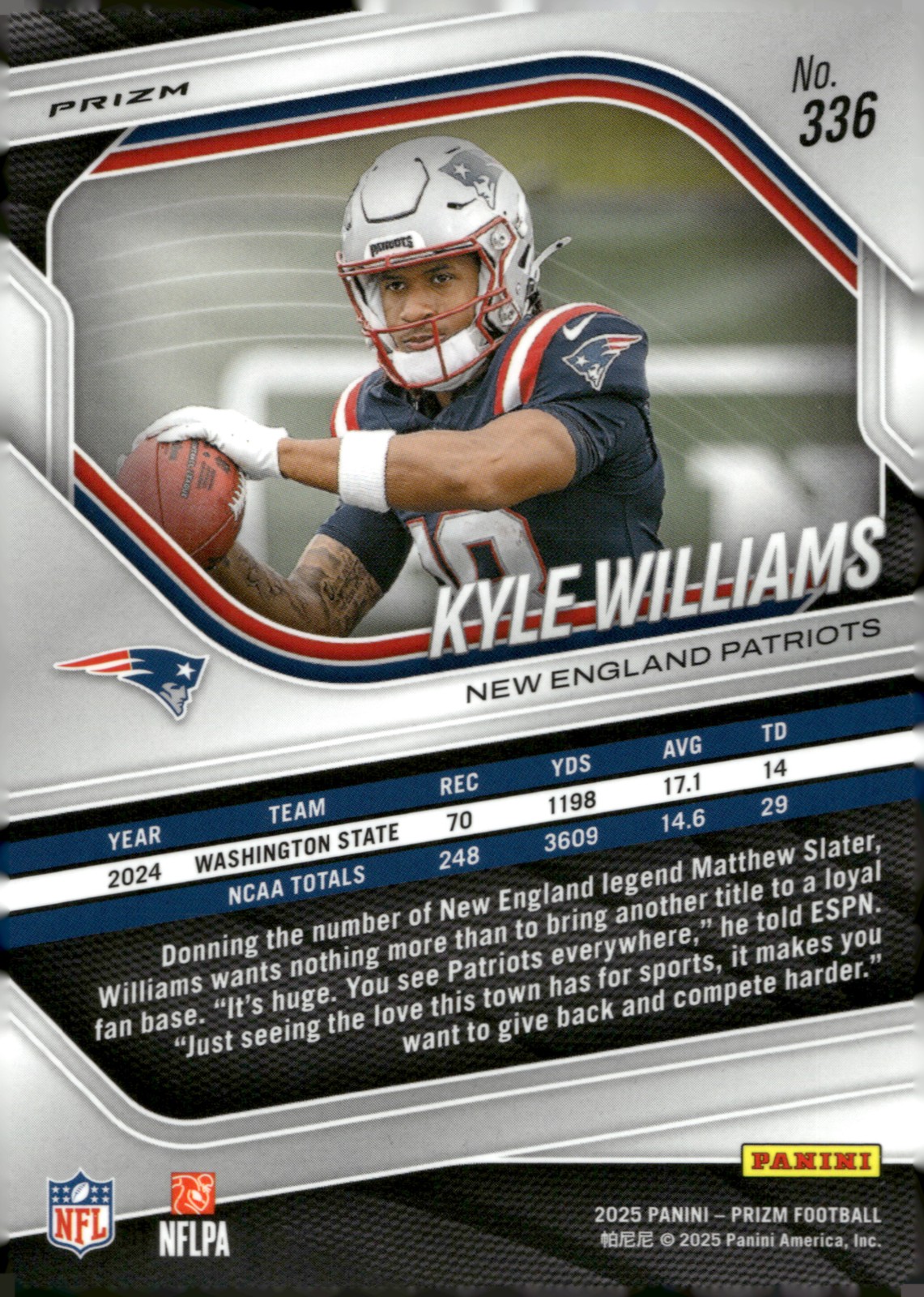 2025 Panini Prizm #336 Kyle Williams Neon Green Pulsar