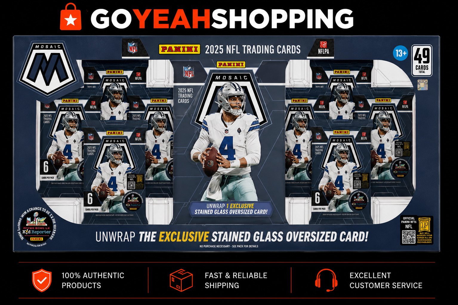 2025 Panini Mosaic NFL Costco Exclusive Trading Cards Bundle Box