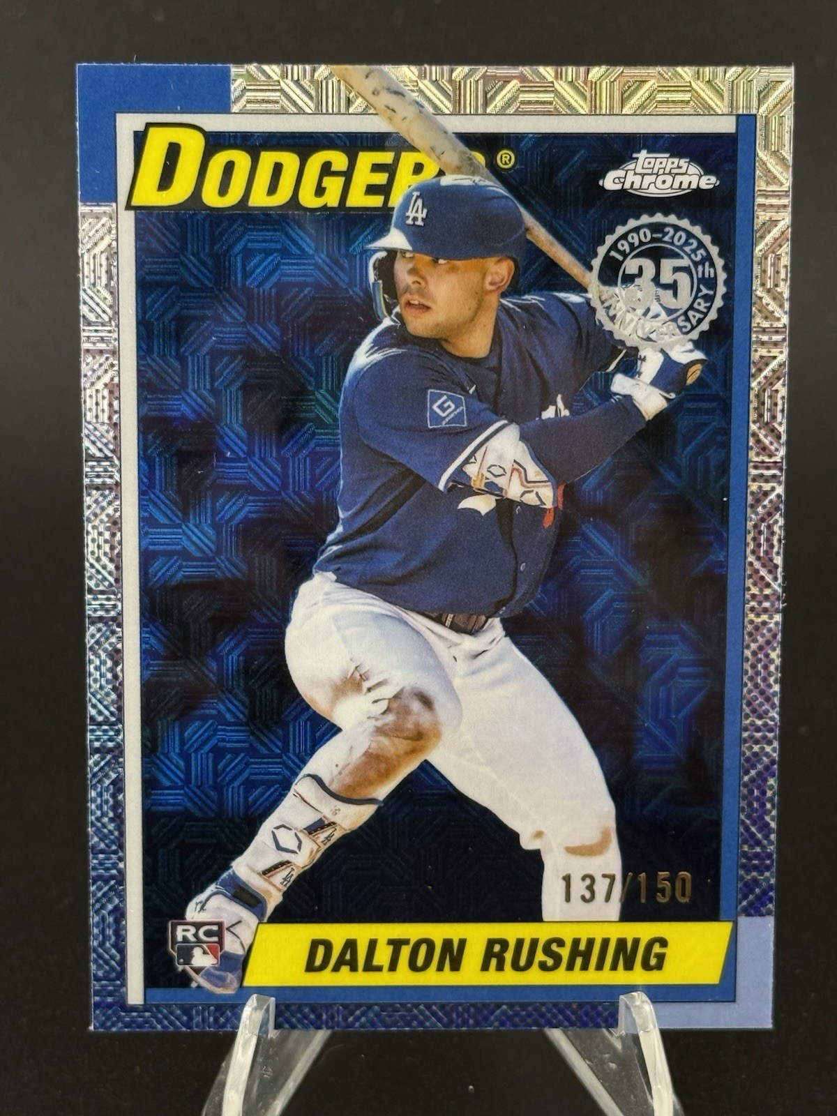 2025 Topps Update Dalton Rushing Silver Pack Mojo Blue RC /150 DODGERS