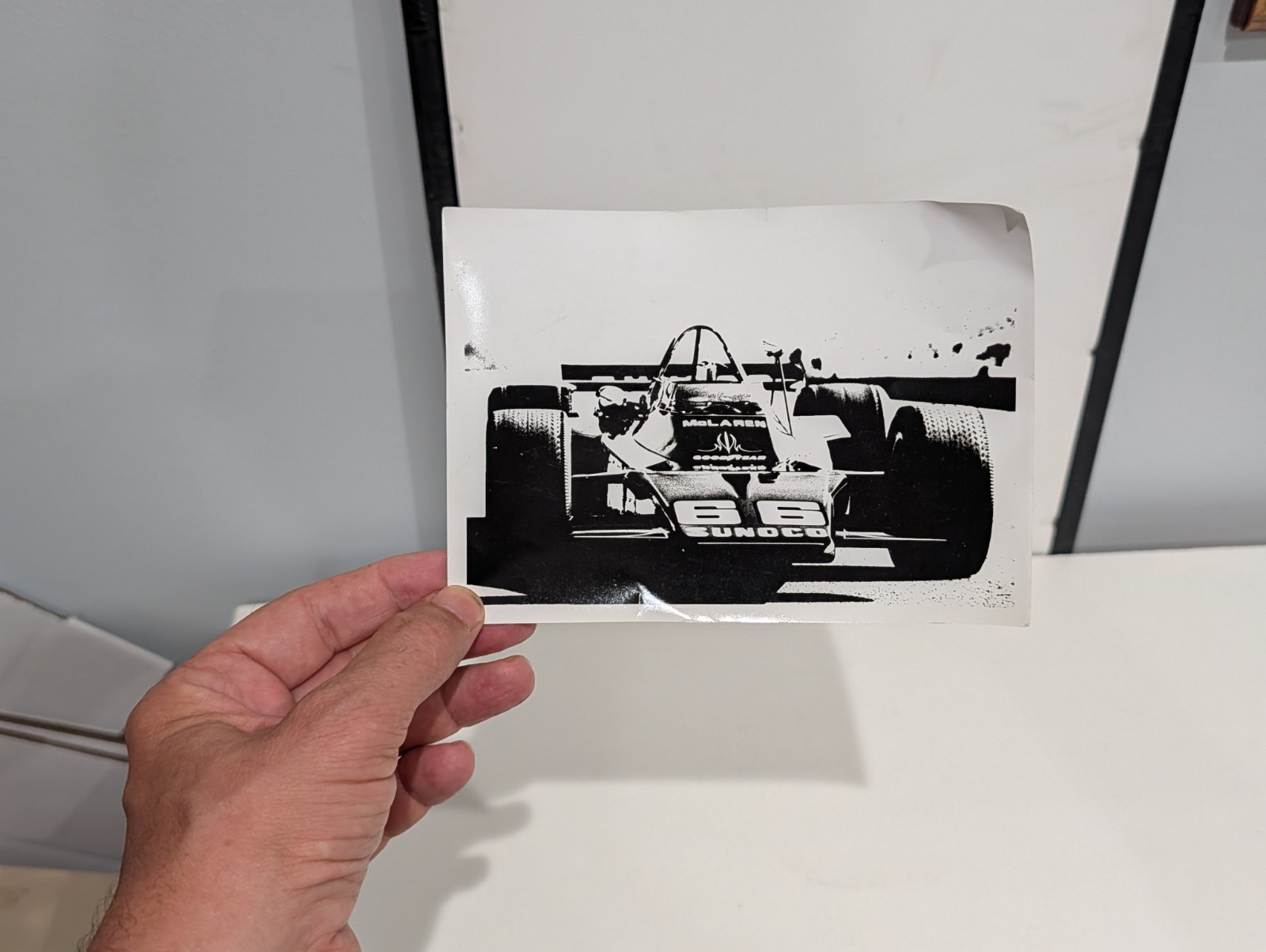 Vintage 1971 Mark Donohue McLaren M19A F1 Race Car Photo Sunoco #10 Agfa Art