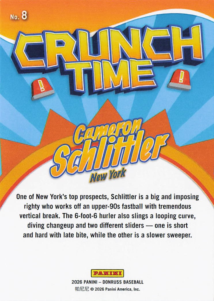 2026 Donruss Baseball Inserts “Crunch Time” You Pick Cards #1-20