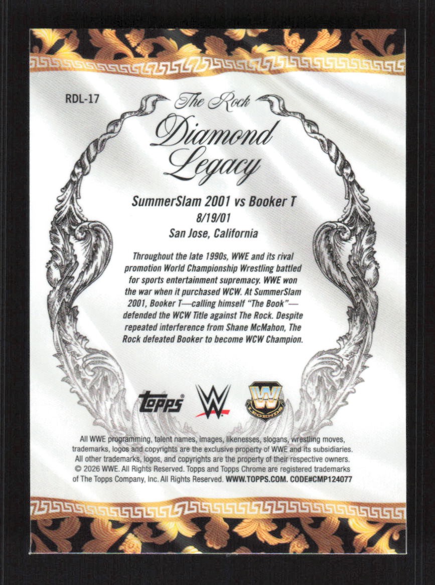 The Rock 2026 Topps Chrome WWE The Rock Diamond Legacy #RDL-17