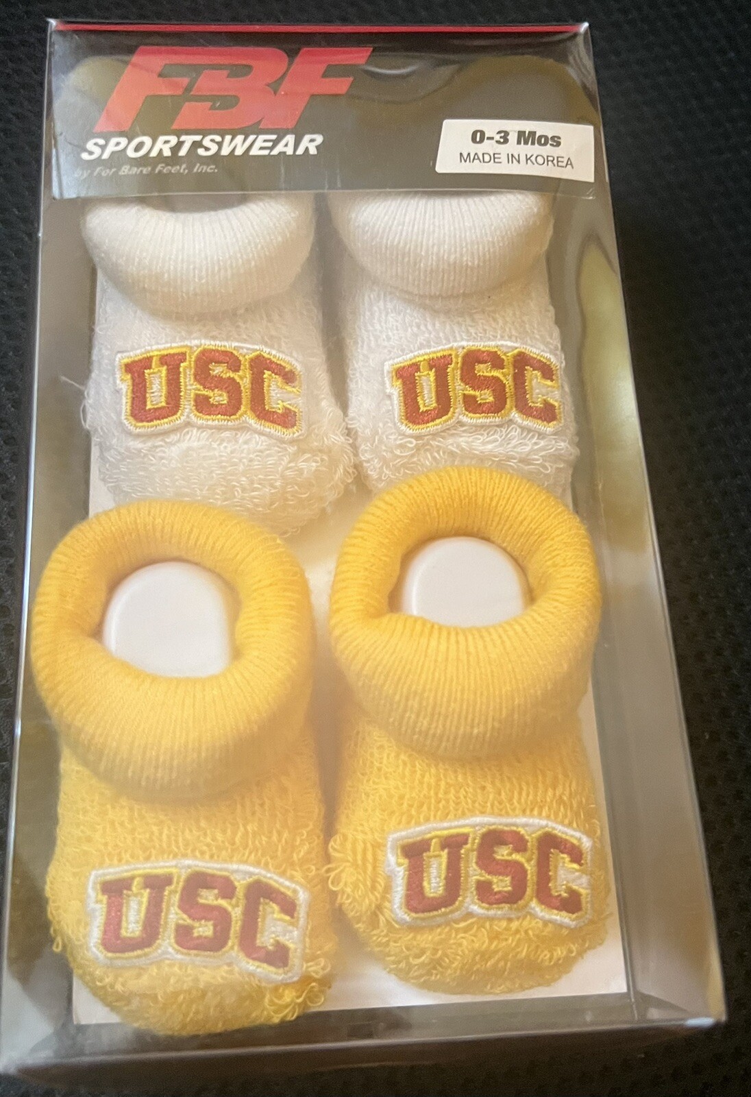 For Bare Feet USC Trojans Toddler Infant 2 Pack set Socks Size 0 – 3 months NWT