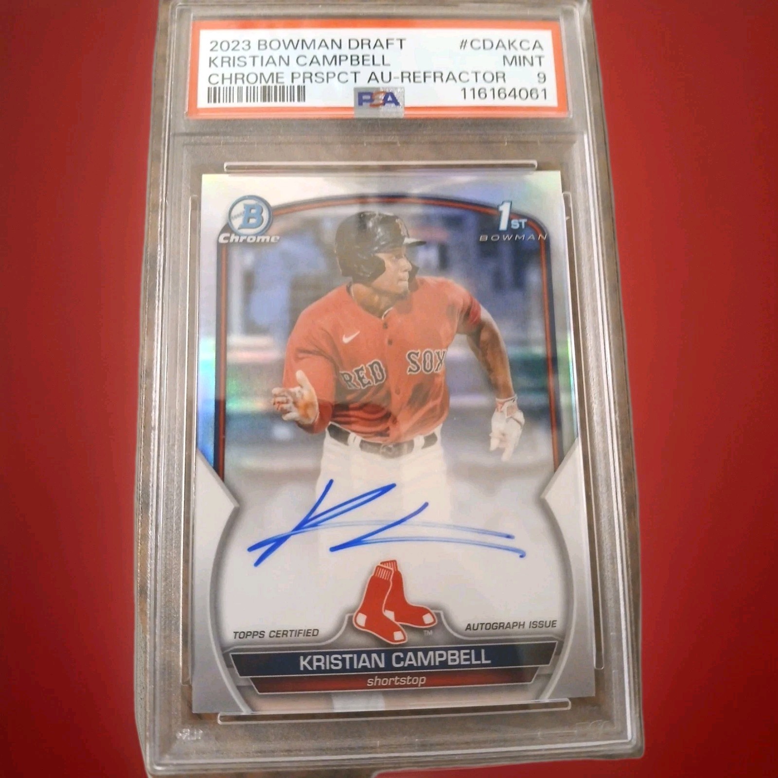 2023 1st Bowman Chrome Prospect Refractor Kristian Campbell AUTO 434/499 PSA9!