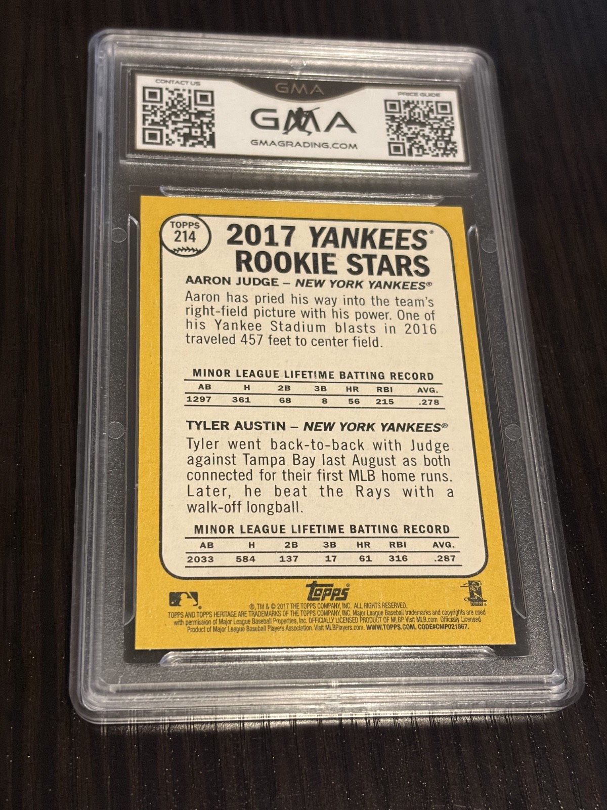 2017 Topps Heritage – Rookie Stars Aaron Judge, Tyler Austin #214 (RC)