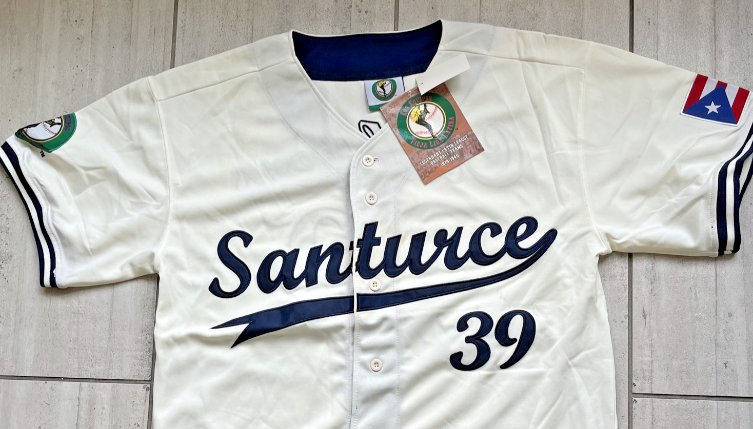Los Equipos PUERTO RICO LATIN LEAGUE SANTURCE CRABBERS 39 BASEBALL Jersey Sz M