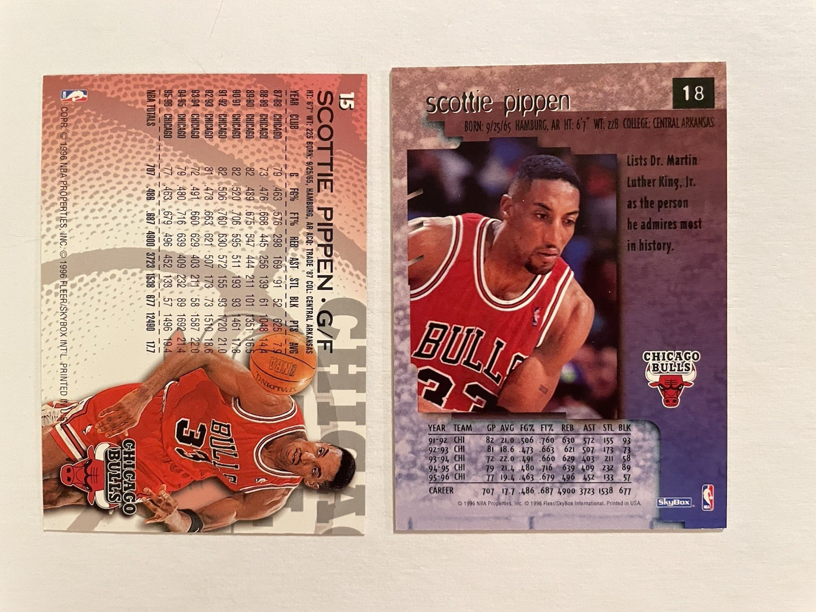 Scottie Pippen 20 Card Lot, Various Years and Sets, Inserts and Base, Bulls HOF