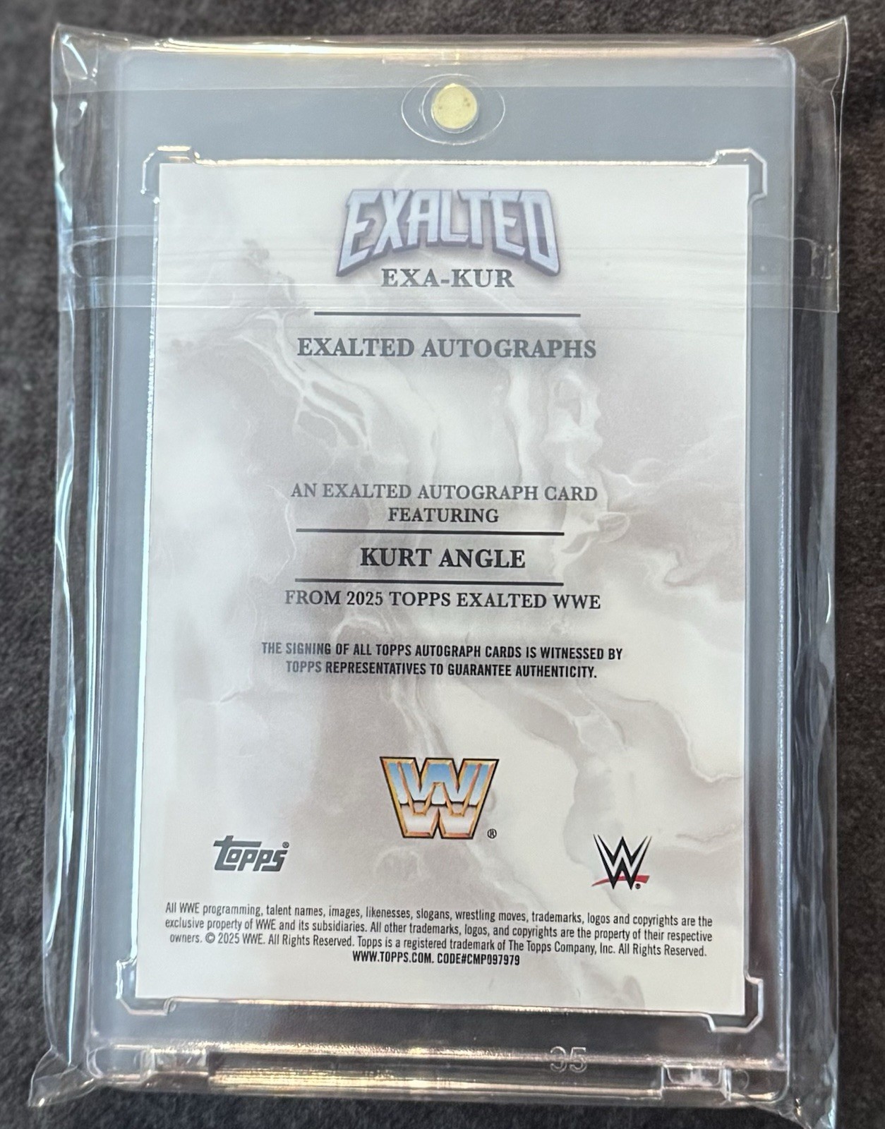2025 Topps Exalted WWE Kurt Angle On Card Autograph.