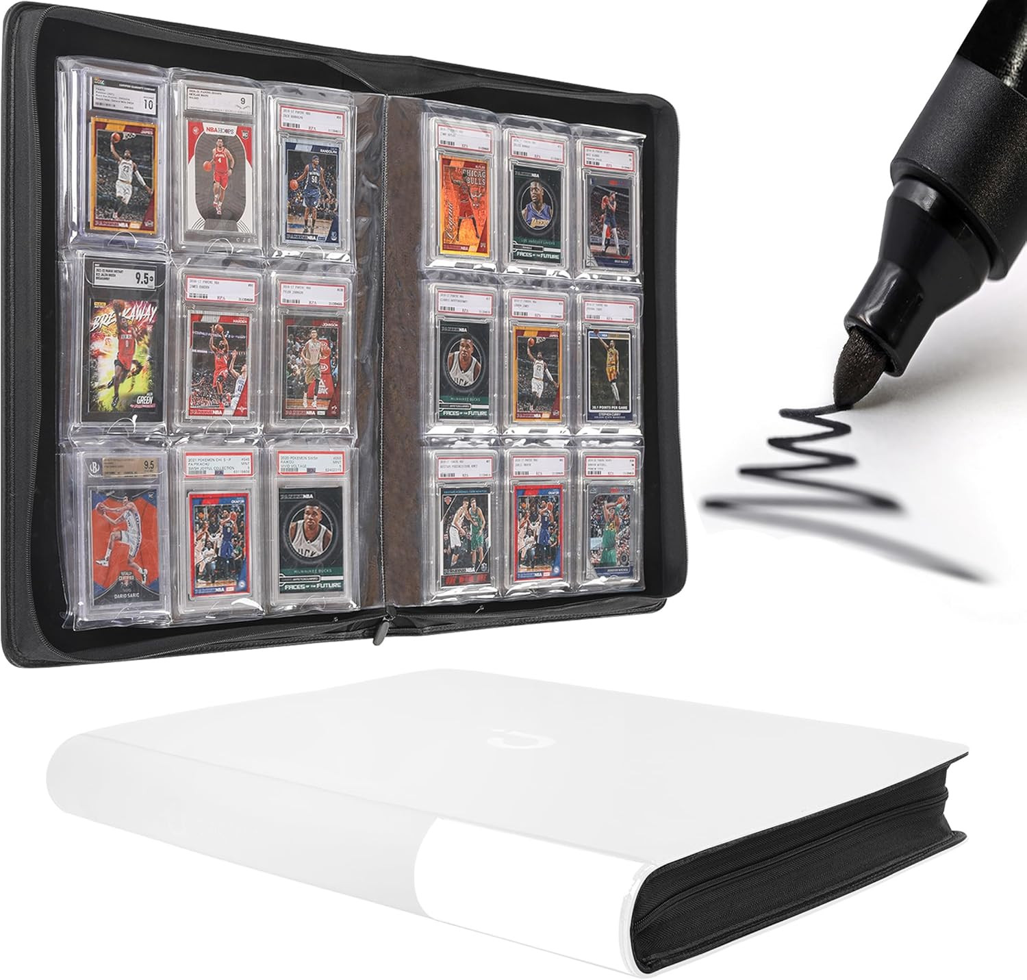 Graded Card Binder，Holds 90 Card – 9 Pocket Slab Binder for Cards Compatible wit
