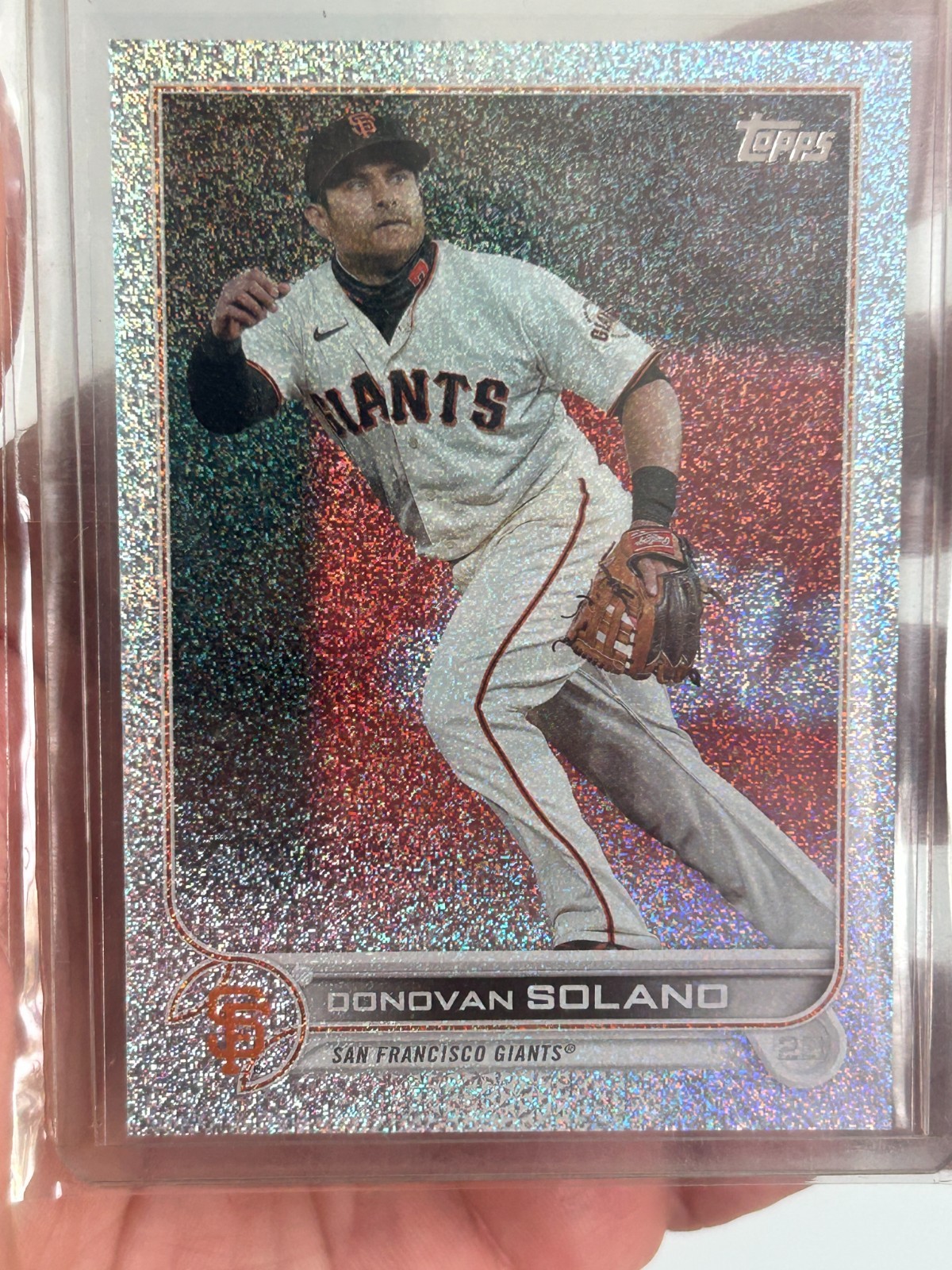 2022 Topps Baseball #426 Donovan Solano 1/1 Platinum Sparkle Foilfractor GIANTS
