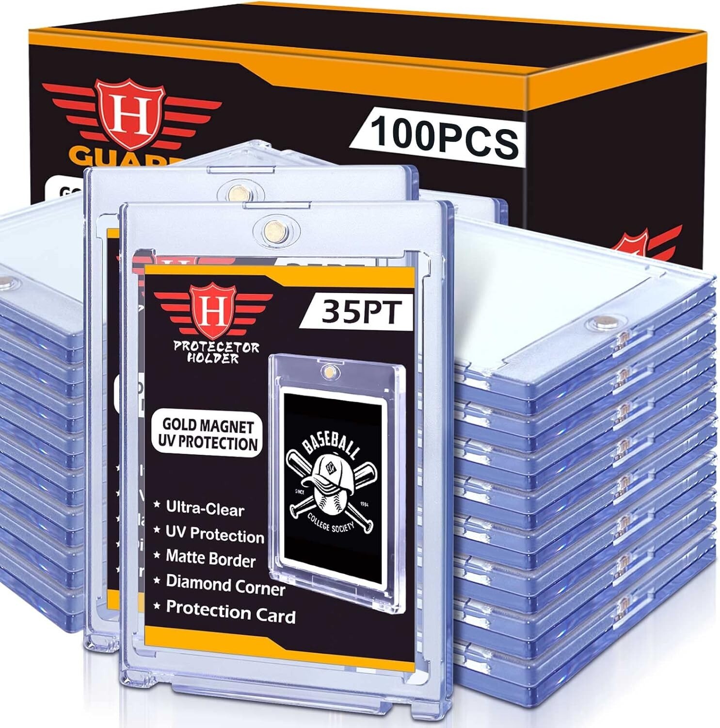 100ct 35pt Magnetic Card Holders for Trading Sports MTG Standard Cards Display