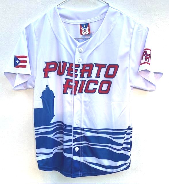 Puerto Rico Boricua PR Flag EL Morro Adult L/XL Baseball Jersey Shirt