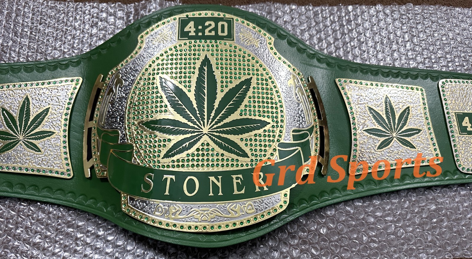 Smoker Stoner Weed 420 World Wrestling Championship Belt Dual Gold Plated
