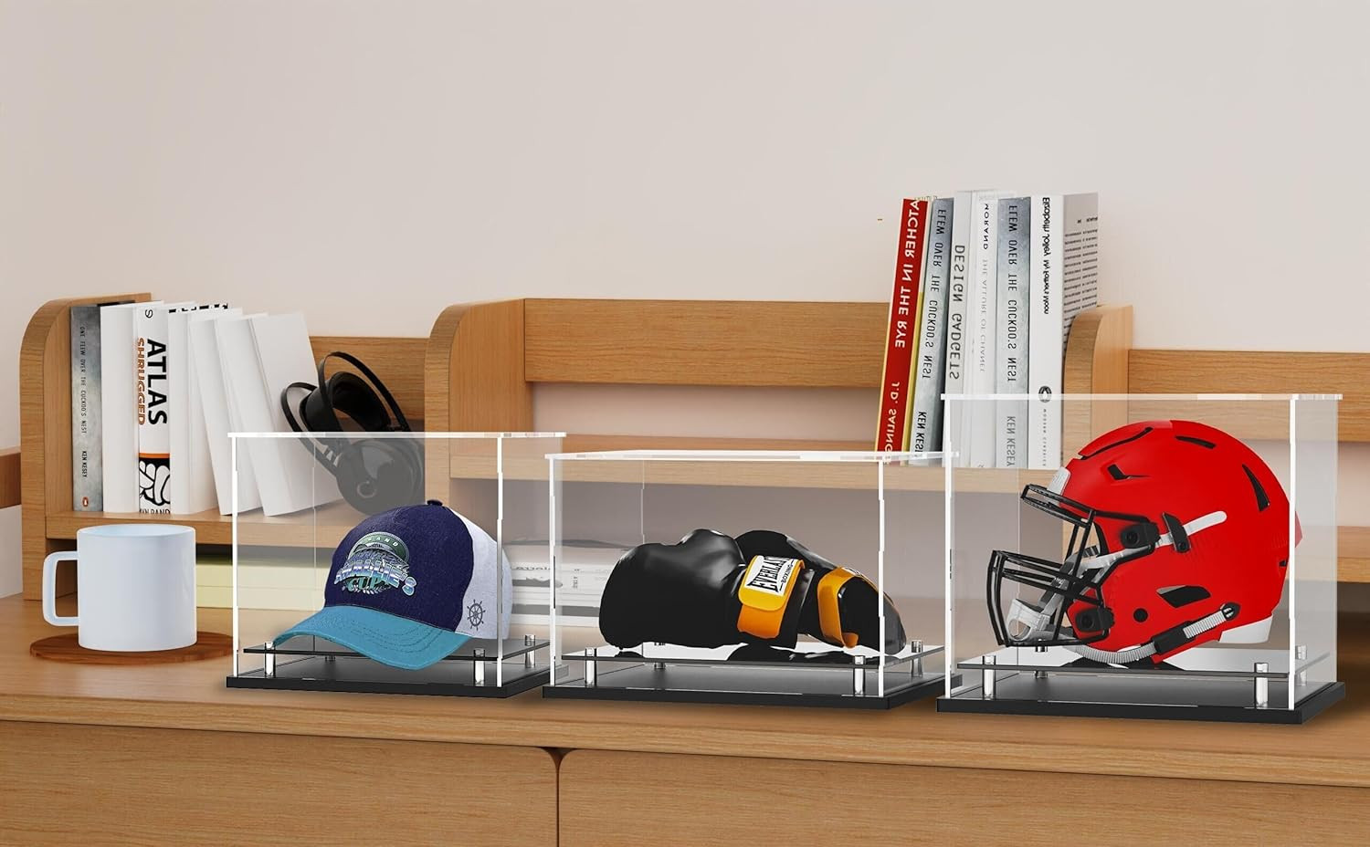 Football Helmet Display case Full Size,Self-Assembly Acrylic Helmet Display Case