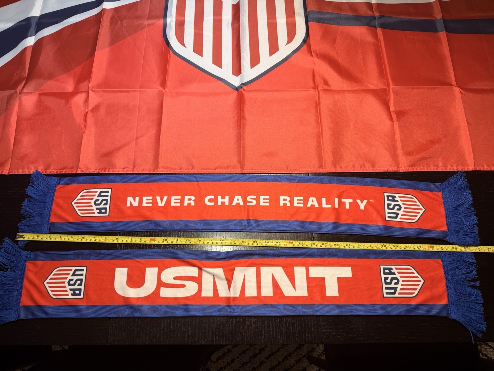 USMNT USA Soccer Fan Bundle 3×5 Flag + 2 Supporter Scarves Game Day Decor