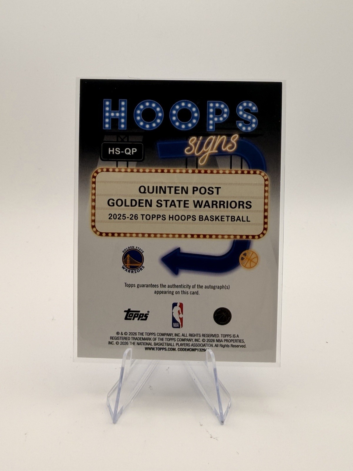 2025-26 Topps NBA Hoops Quinten Post Hoops Signs Auto Hs-qp