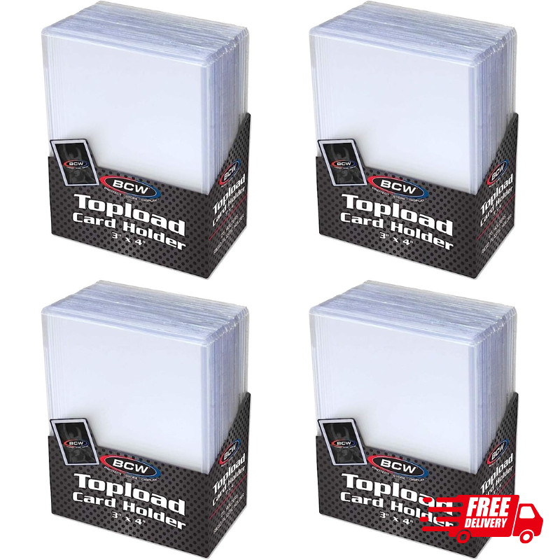 Trading Card Sleeves Hard Plastic Clear Case Holder 100 Baseball Cards Topload