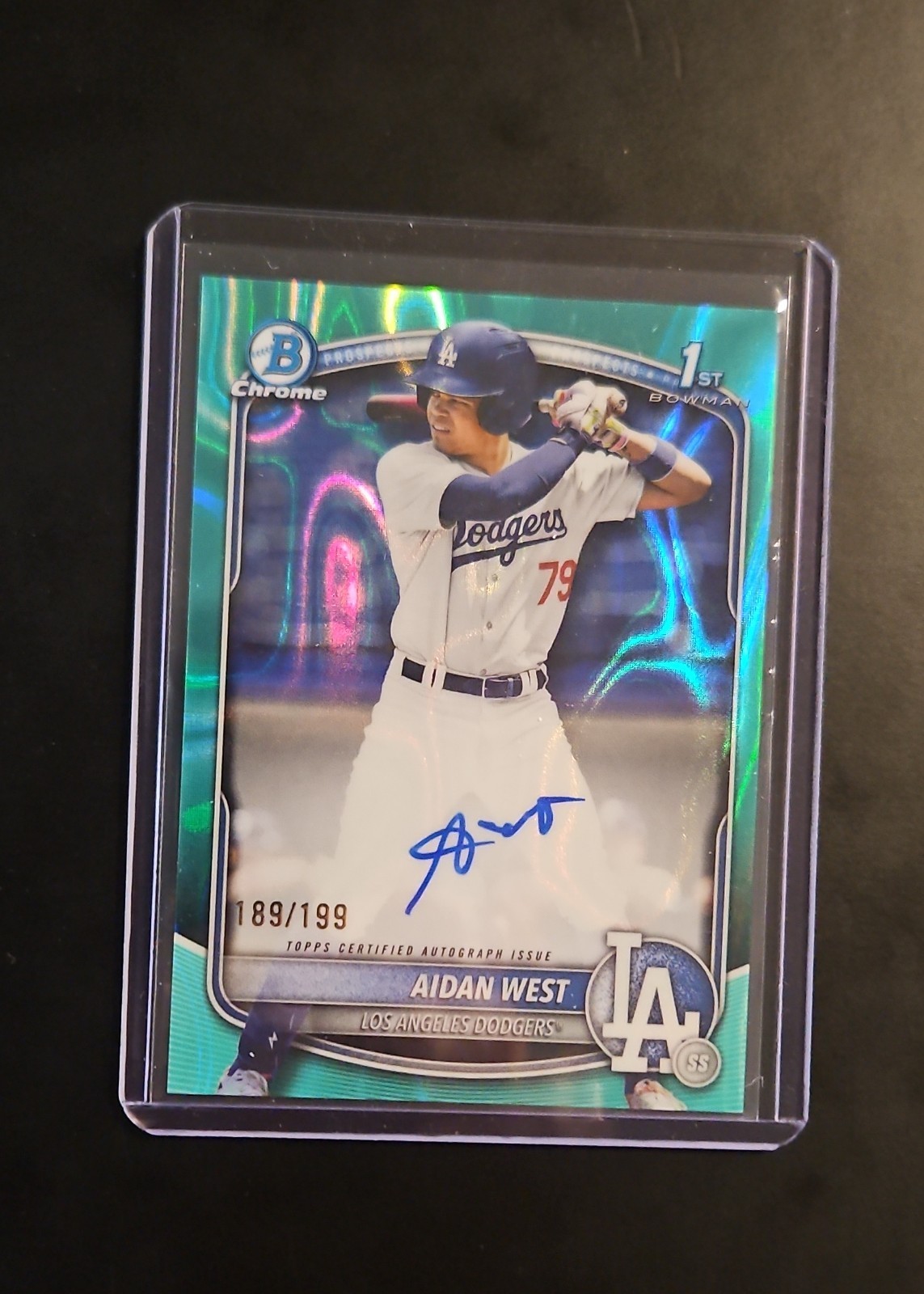 2025 Bowman Draft – Chrome Prospect Autographs Aidan West #CPA-AWE Aqua Lava…