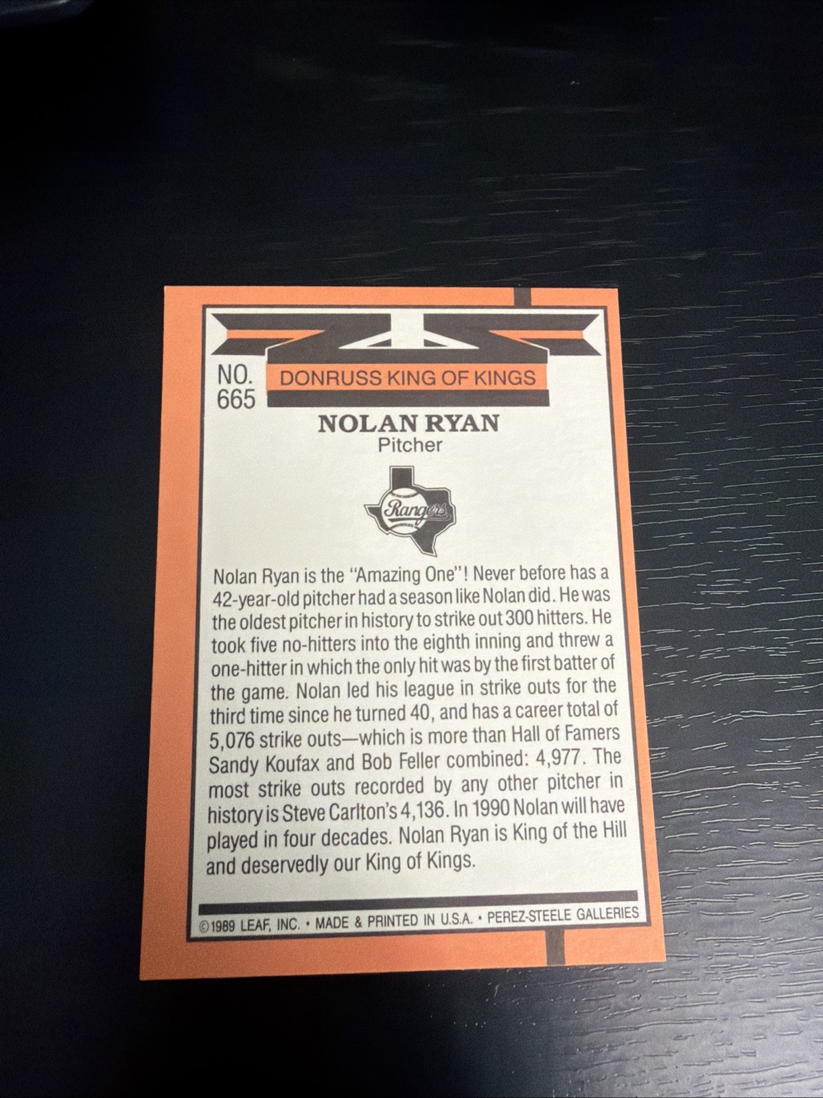 1990 Donruss – Nolan Ryan #665 King of Kings Front & Back