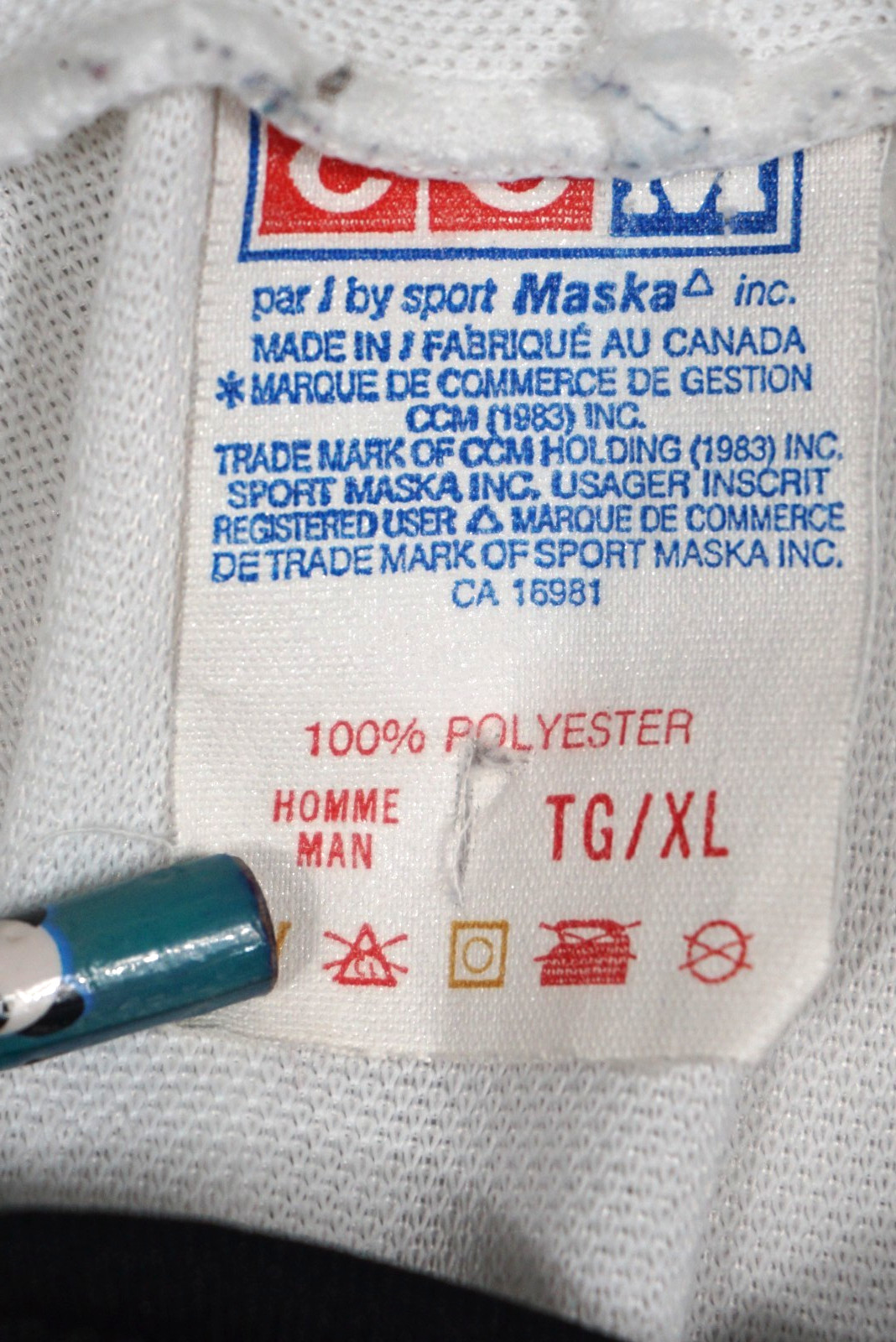 Vintage CCM Maska Chicago Blackhawks Jersey XL Mens White Air Knit Sewn 80s 90s