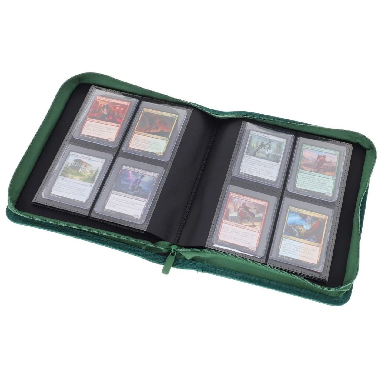 BCW Z-Folio 4 Pocket ZIPPER Toploader Album – Green HOLDS TOPLOADER FREE SHIP