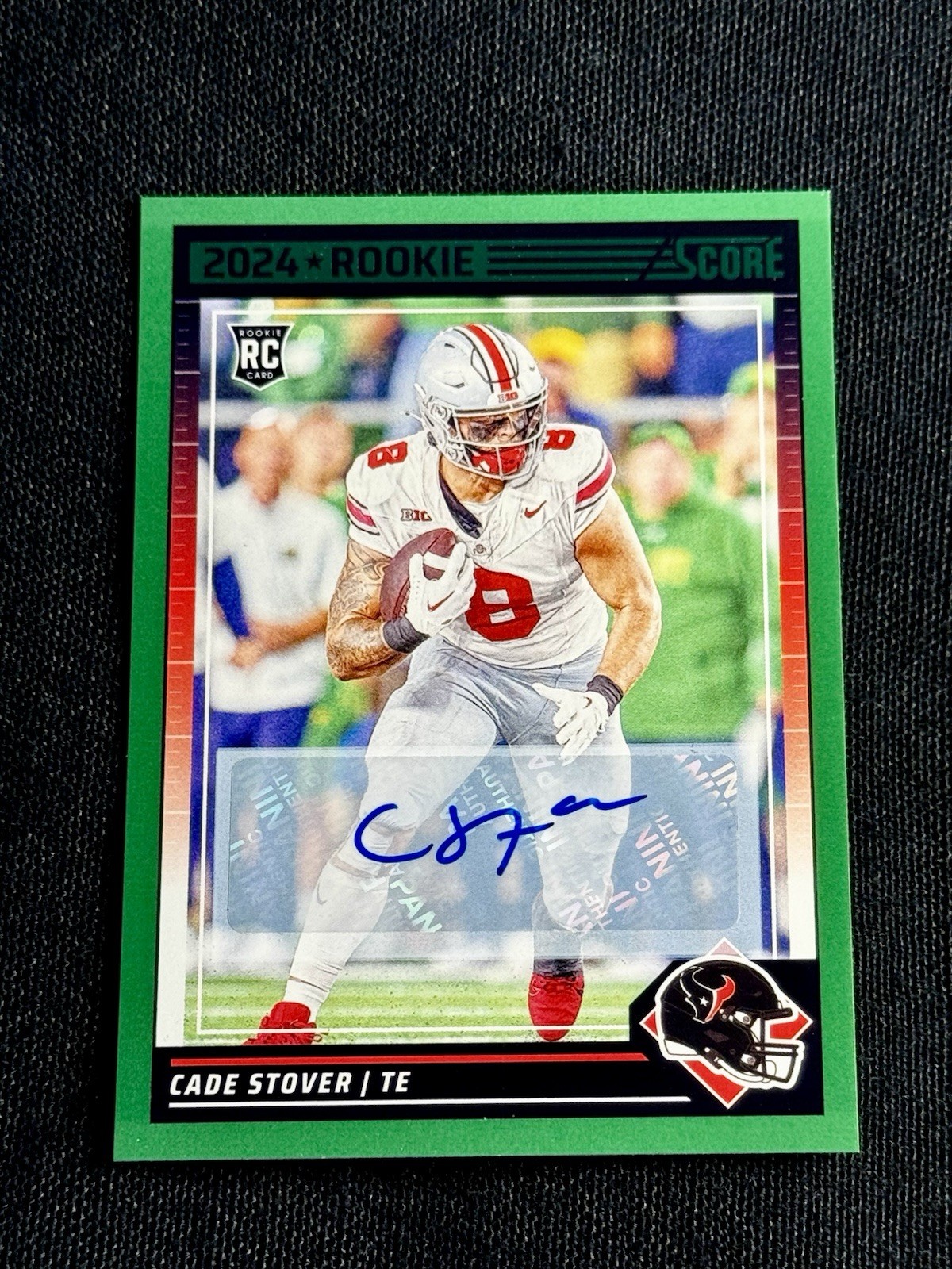 2024 Score Green – Rookies Cade Stover #353 Autographed (AU, RC) Texans NFL
