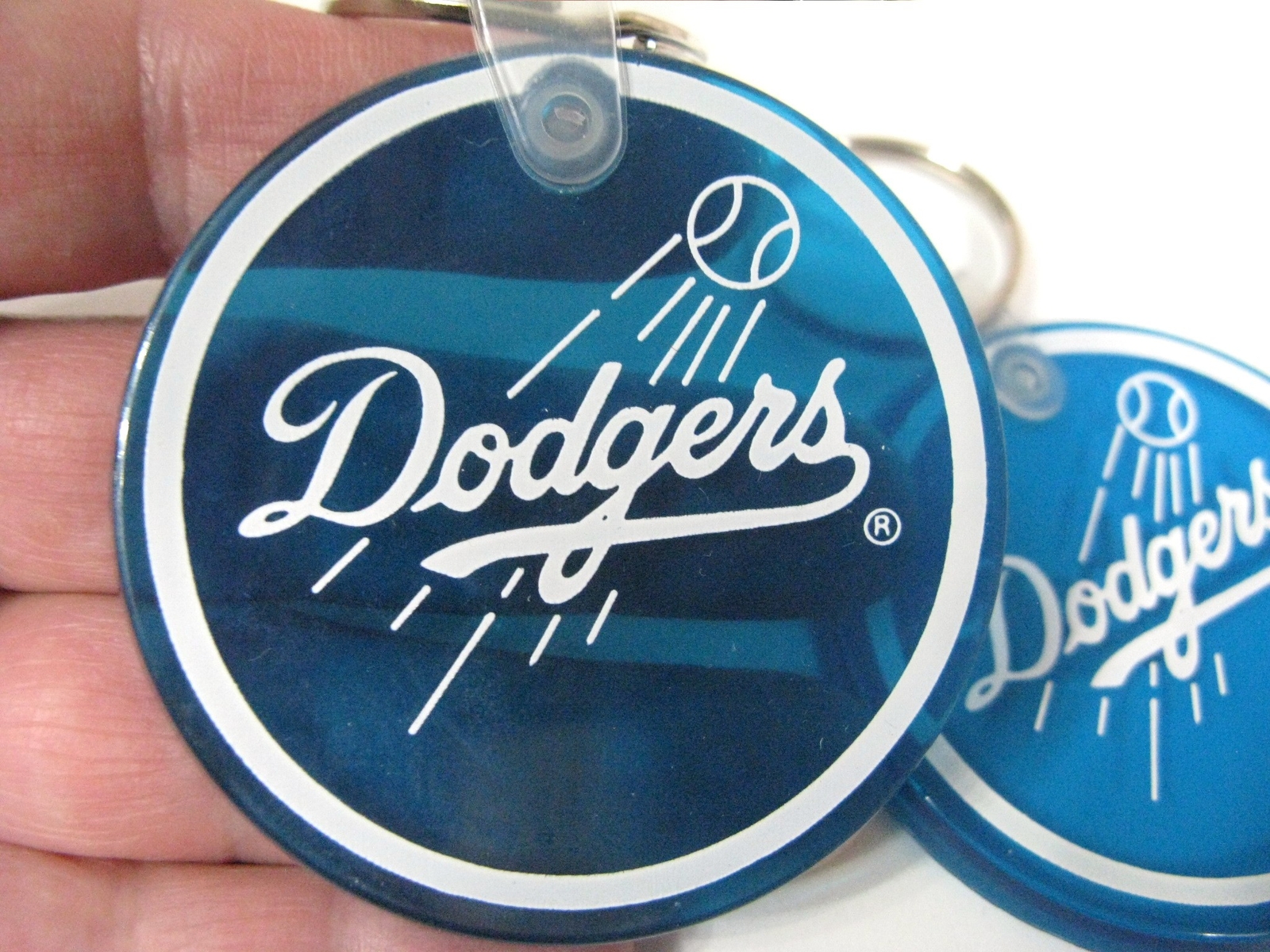 Los Angeles Dodgers Baseball 2 Vintage Keychains Transparent Blue Rubber Vinyl