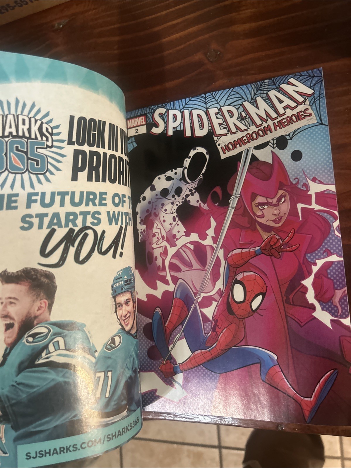 2026 San Jose Sharks Macklin Celebrini Marvel Spider-Man Comic Book NHL Hockey