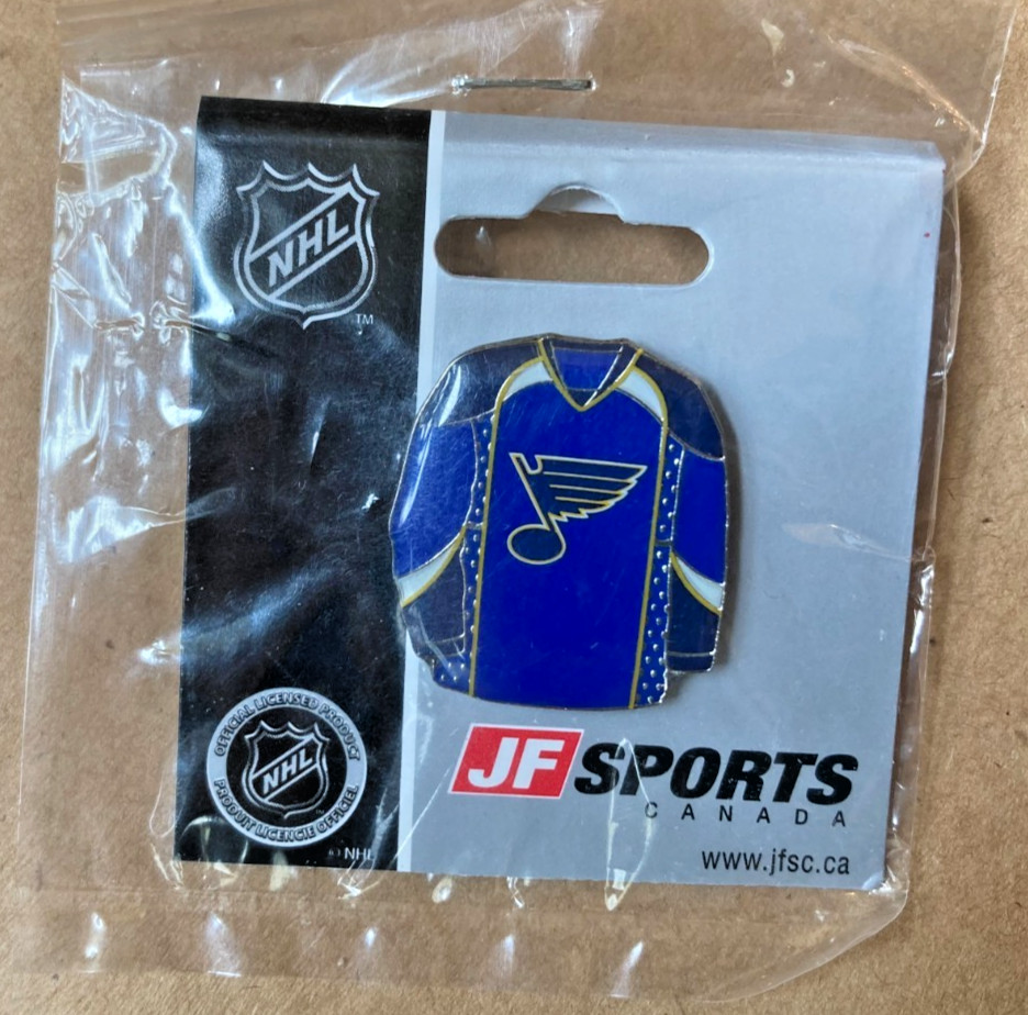 JF Sports Lapel Pins NHL ST. Louis Blues Kariya & Blue Jerseys w/ Goalie Mask