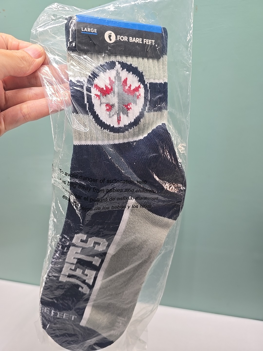 For Bare Feet Socks Winnipeg Jets NHL Hockey 1/4 Length Socks Large Men’s 10-13