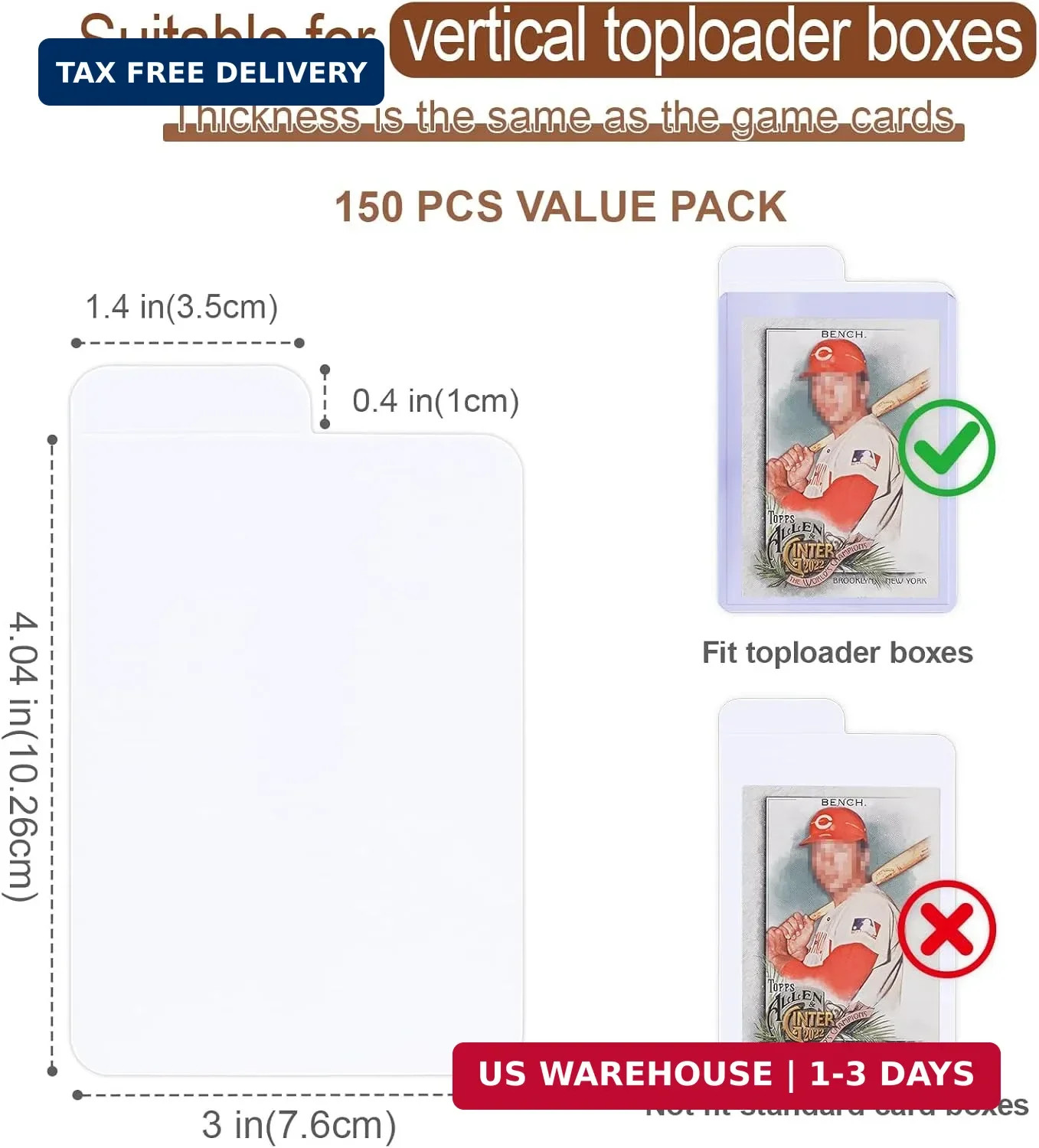 Tall Trading Card Dividers for Toploaders Storage Boxes, 150PCS Paper Divider Ca