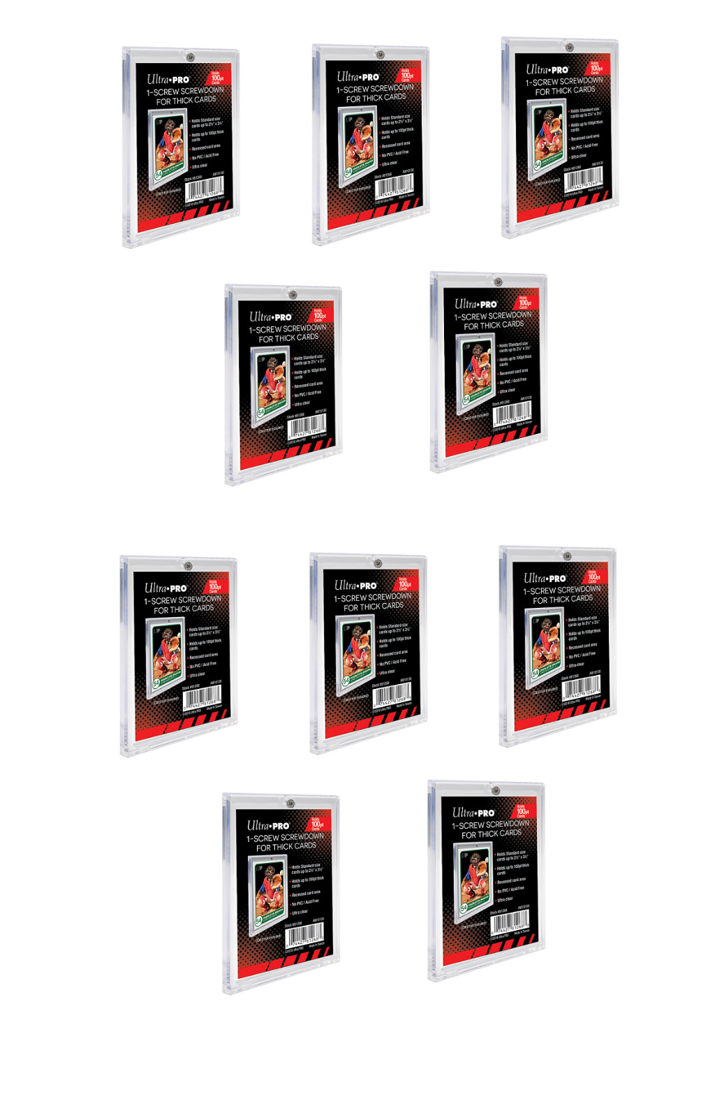 (10-Pack) Ultra Pro 1-Screw Extra Thick 100pt Screwdown Card Holders