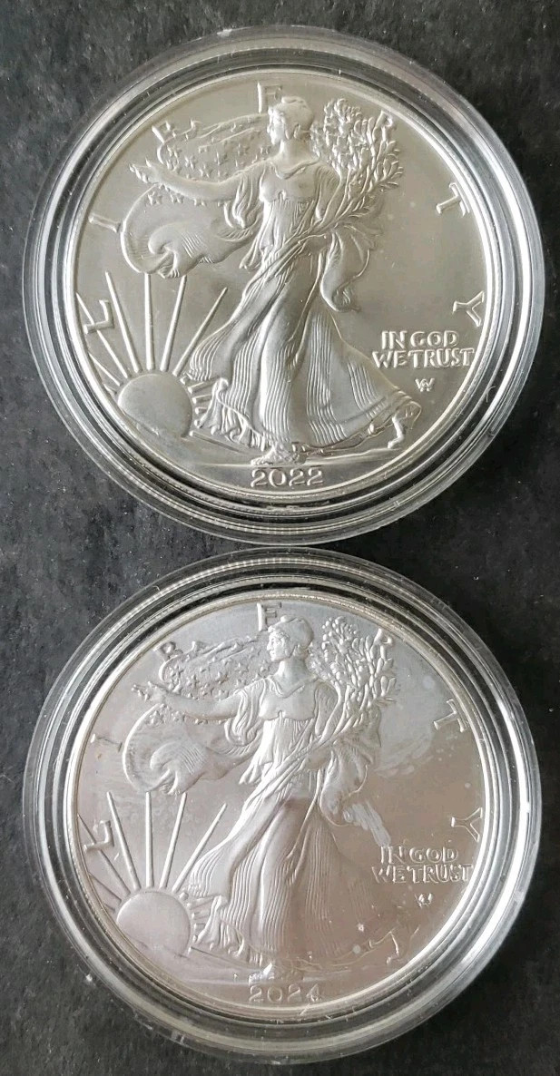 Lot of 2 U.S .999 2022 -1- 0 Z American Eagle C.0.i.n