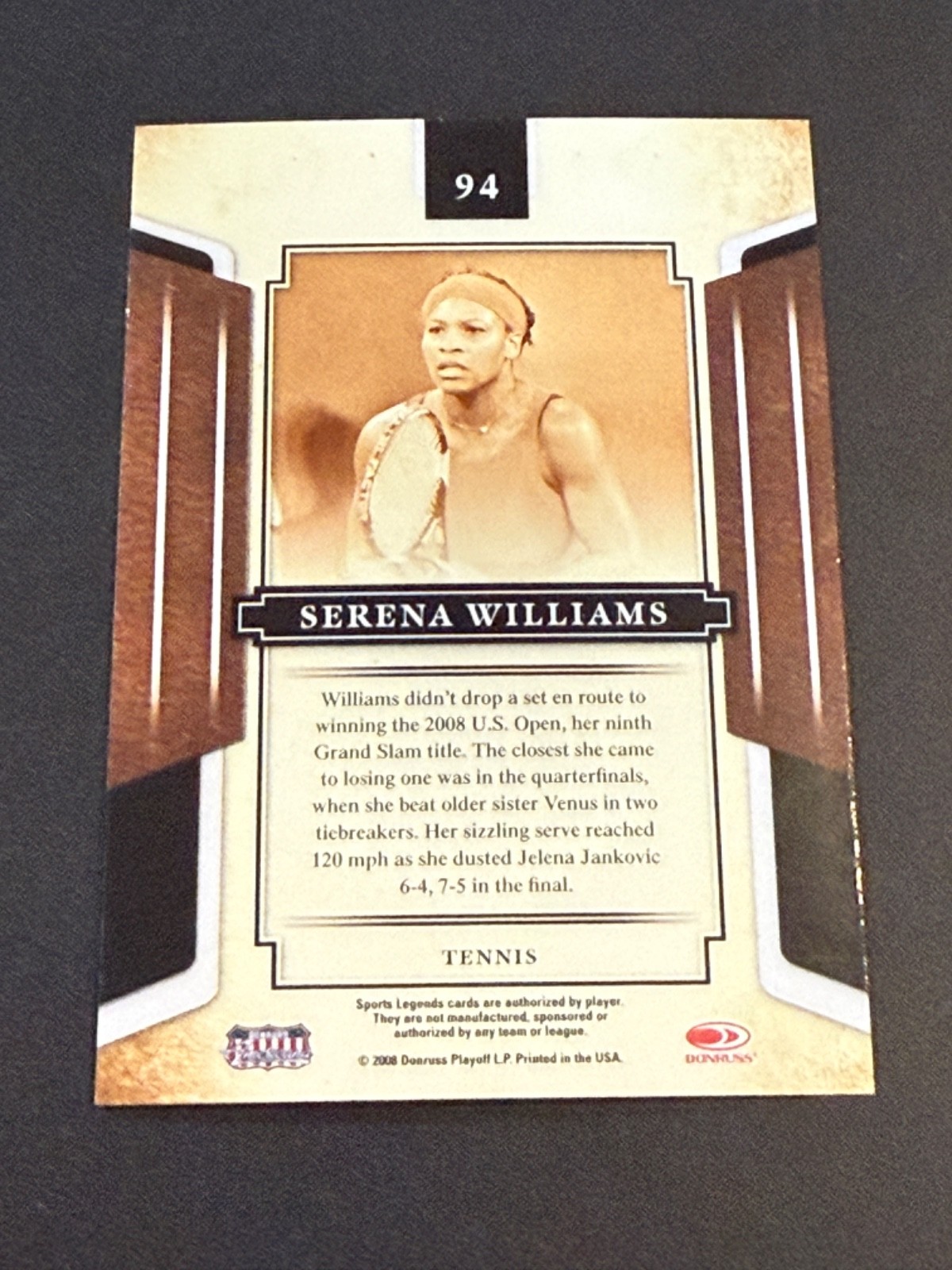 2008 Donruss Americana Sports Legends Serena Williams #94