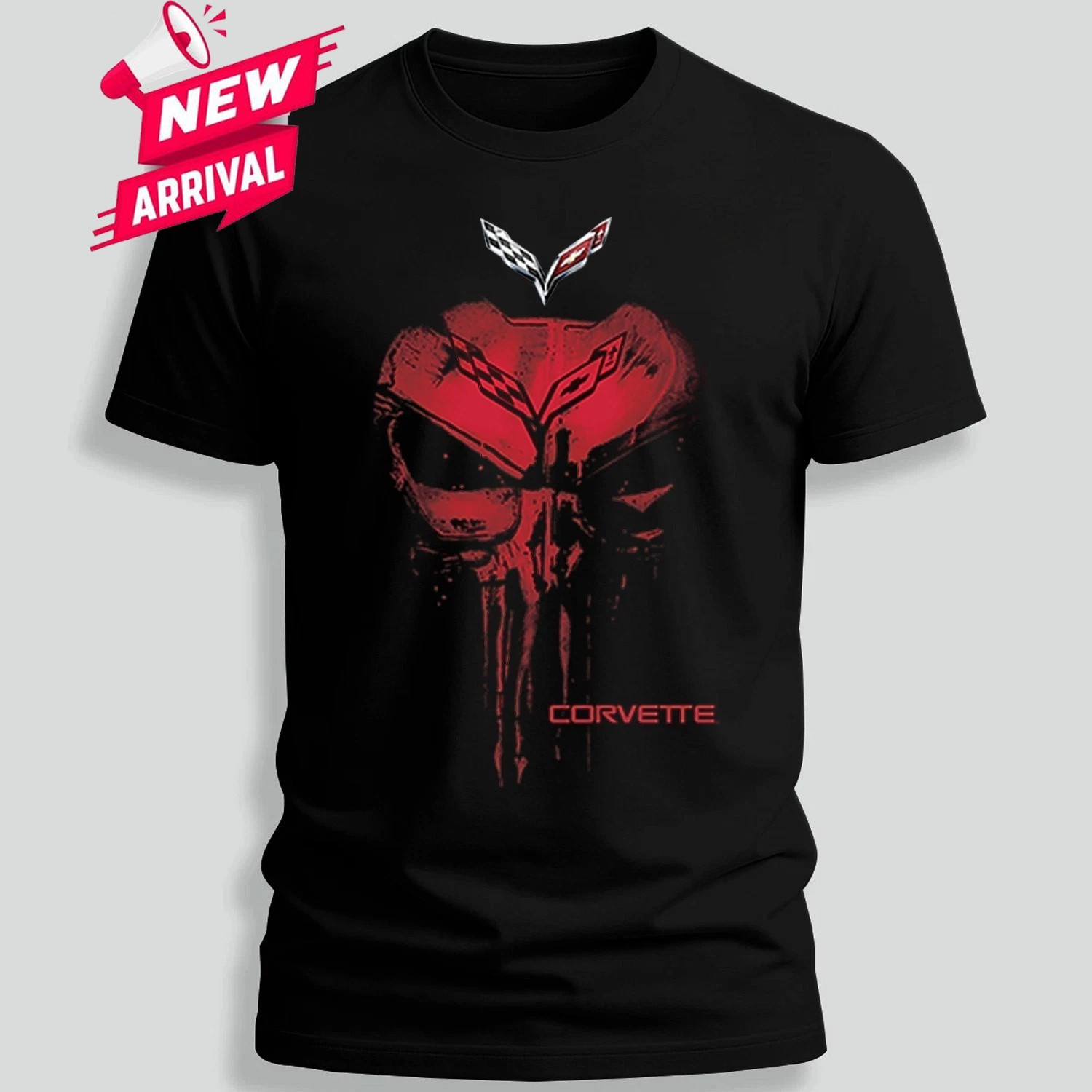 New Corvette Racing C8 Jake Skull Logo Black T-Shirt Men Women Unisex Tee