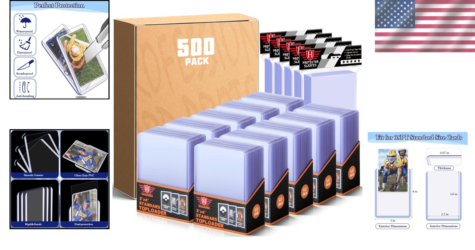 Sports Card Protectors 1000 PCS – Fit for Standard Cards