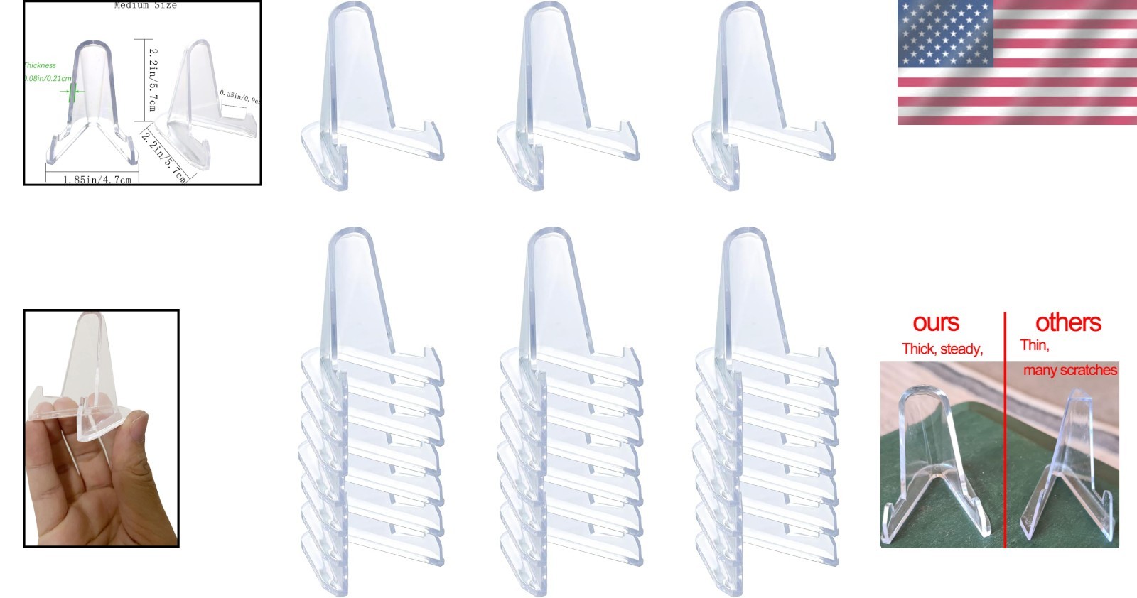 Thickened 2.3” Acrylic Display Stands – For Baseball, Sports & Trading Cards